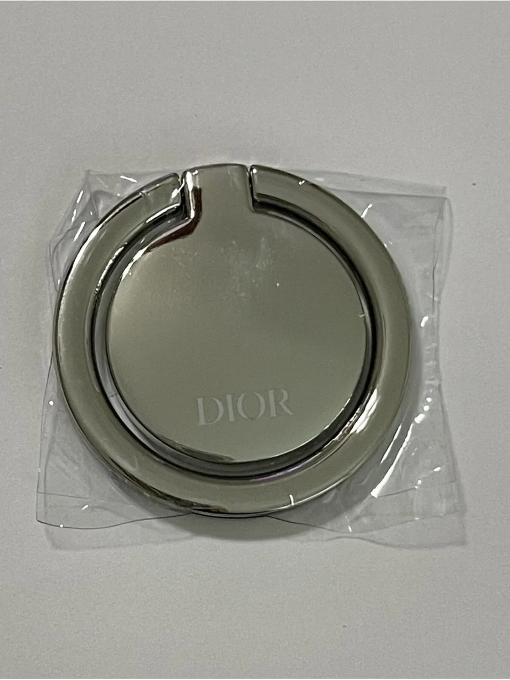 Dior Silver Metal Round Keyring Holder